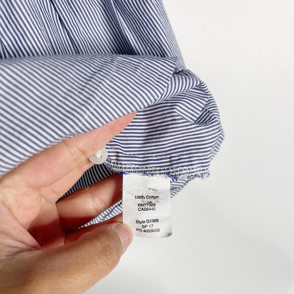 Madewell XSmall XS Blue White Striped Bell Sleeve Blouse Top 3/4 Sleeve Cotton - Picture 9 of 11